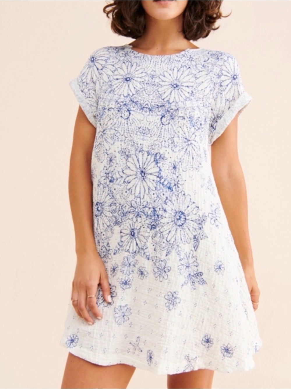 FREE PEOPLE blue floral pinwheel mini dress size M